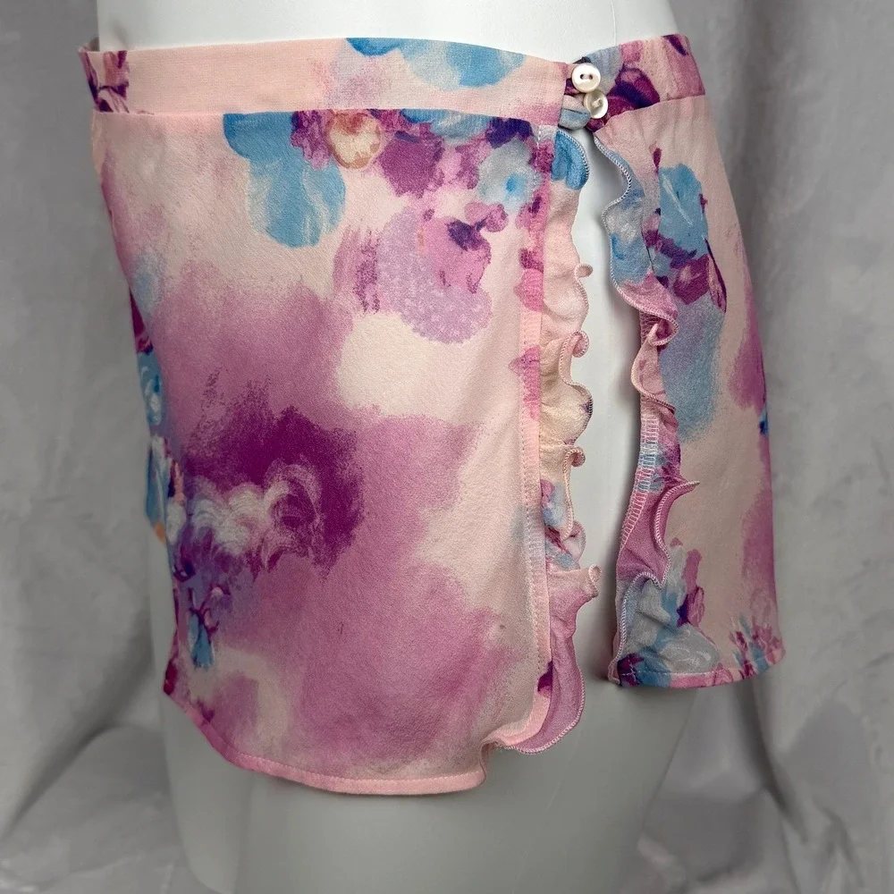 Vintage La Perla Silk Floral Lounge Set Bralette Tap Shorts‎ M L 36/10 Italy